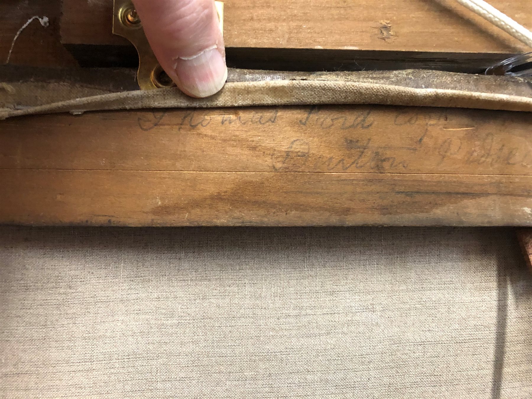 English School (19th century): Portrait of a Whitebred Shorthorn Heifer in Landscape setting, oil on canvas indistinctly signed, 61cm x 75cm
Notes:  the stretcher is inscribed 'J Thomas Ford Esq., Burton Pidsea' (East Yorkshire), there is a listing in Burton Pidsea's history '.....one of the larger houses certainly built on a new site was Bramhill House. Thomas Ford, farmer, mortgaged its site, Bramer Hill close, and other lands in 1844 for £3,000, and the house was evidently built soon afterwards