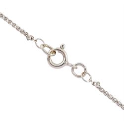 18ct white gold pave set princess cut and round brilliant cut diamond pendant necklace, hallmarked, total diamond weight approx 0.50 carat