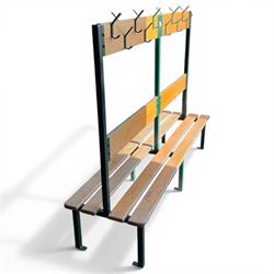 Industrial 'School' changing seat with coat hooks