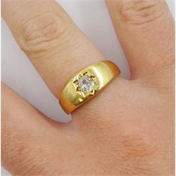 Early 20th century 18ct gold gypsy set single stone old cut diamond ring, diamond approx 0.25 carat