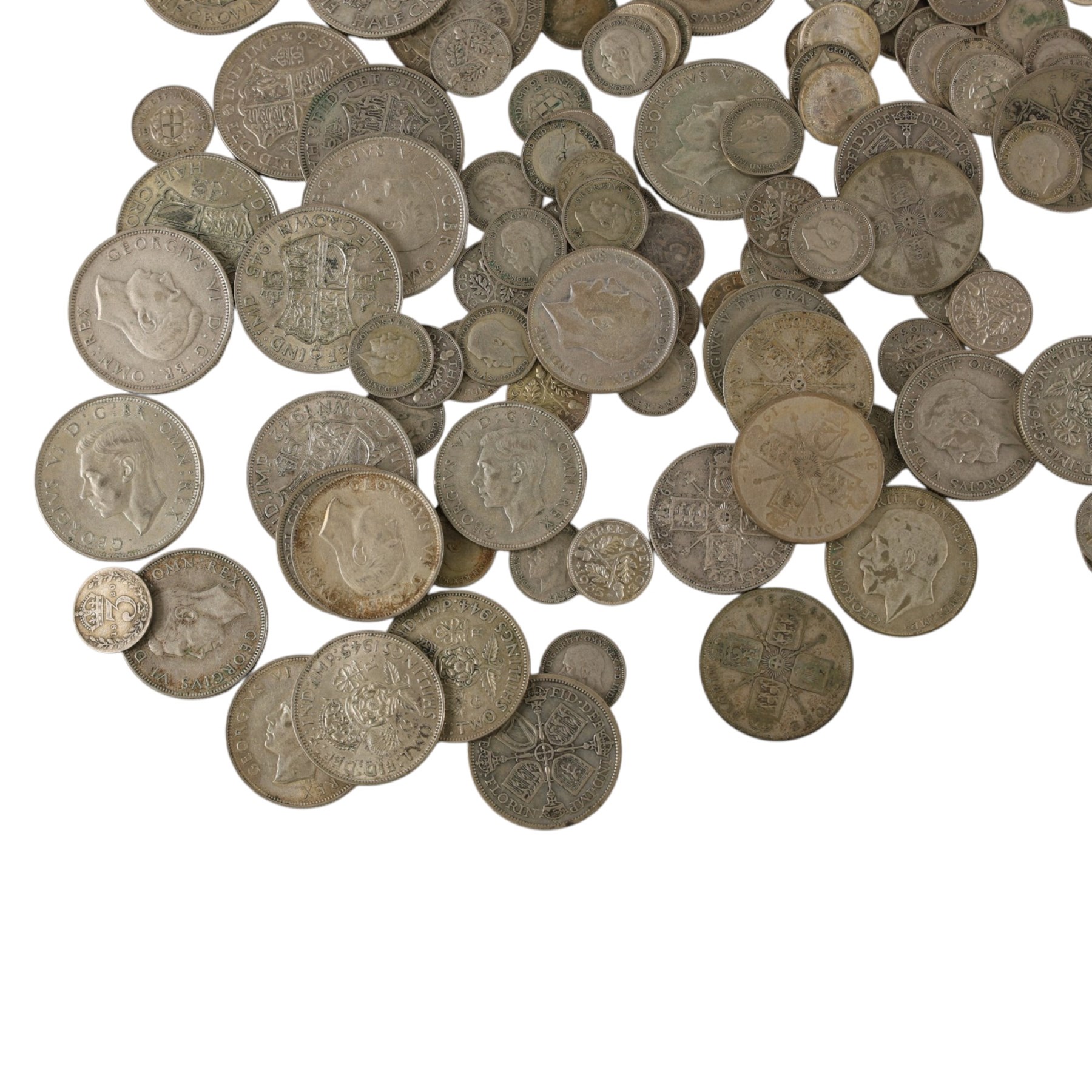 Approximately 560 grams of Great British pre-1947 silver coins
