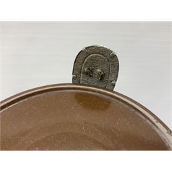 WW2 German rural police shako with helmet plate and liner; bears label 'Hans Romer Echt Fiber-Tschako Neu-Ulm (Donau)'