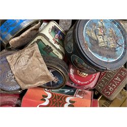 Quantity of vintage and later tins to include Player's, commemorative examples, etc