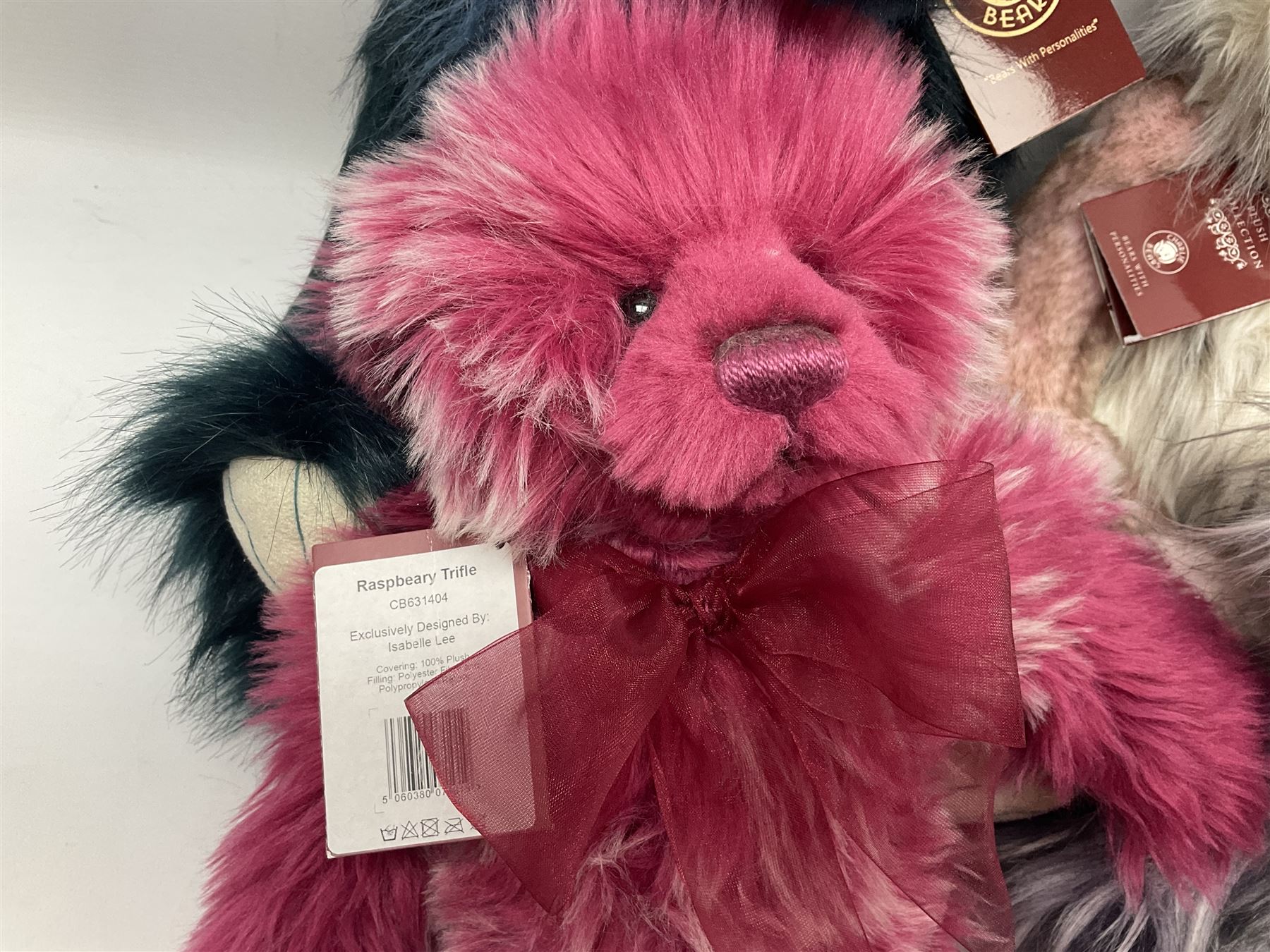 Six Charlie Bears, comprising limited edition Charlie Birthday Bear 2018 CB181946A, designed by Isabelle Lee, limited to 2000, Sharon CB181822B, Muffin CB191943B, and Raspberry Trifle CB631404, each designed by Isabelle Lee, Roman CB191807O, designed by Heather Lyell, and Angelica CB206018O, all with tags