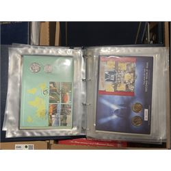 Approximately one hundred and fifteen Royal Mint coin covers, in two ring binder folders and loose, together with approximately 53 grams of Great British pre-1920 and approximately 68 grams of Great British pre-1947 silver threepence coins, and a small quantity of further pre-decimal coins