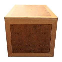 Light oak rectangular office desk, with figured and burr panels
