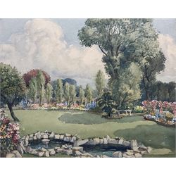 George Robert Fathers (British 1898-1968): Mature Garden in Spring, watercolour signed 31cm x 39cm