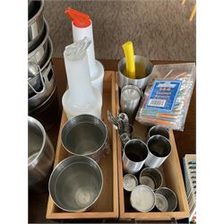 Stainless steel bar buckets, measuring cups, shaker, white sulphite bags, takeaway bags, bamboo shot paddles etc- LOT SUBJECT TO VAT ON THE HAMMER PRICE - To be collected by appointment from The Ambassador Hotel, 36-38 Esplanade, Scarborough YO11 2AY. ALL GOODS MUST BE REMOVED BY WEDNESDAY 15TH JUNE.