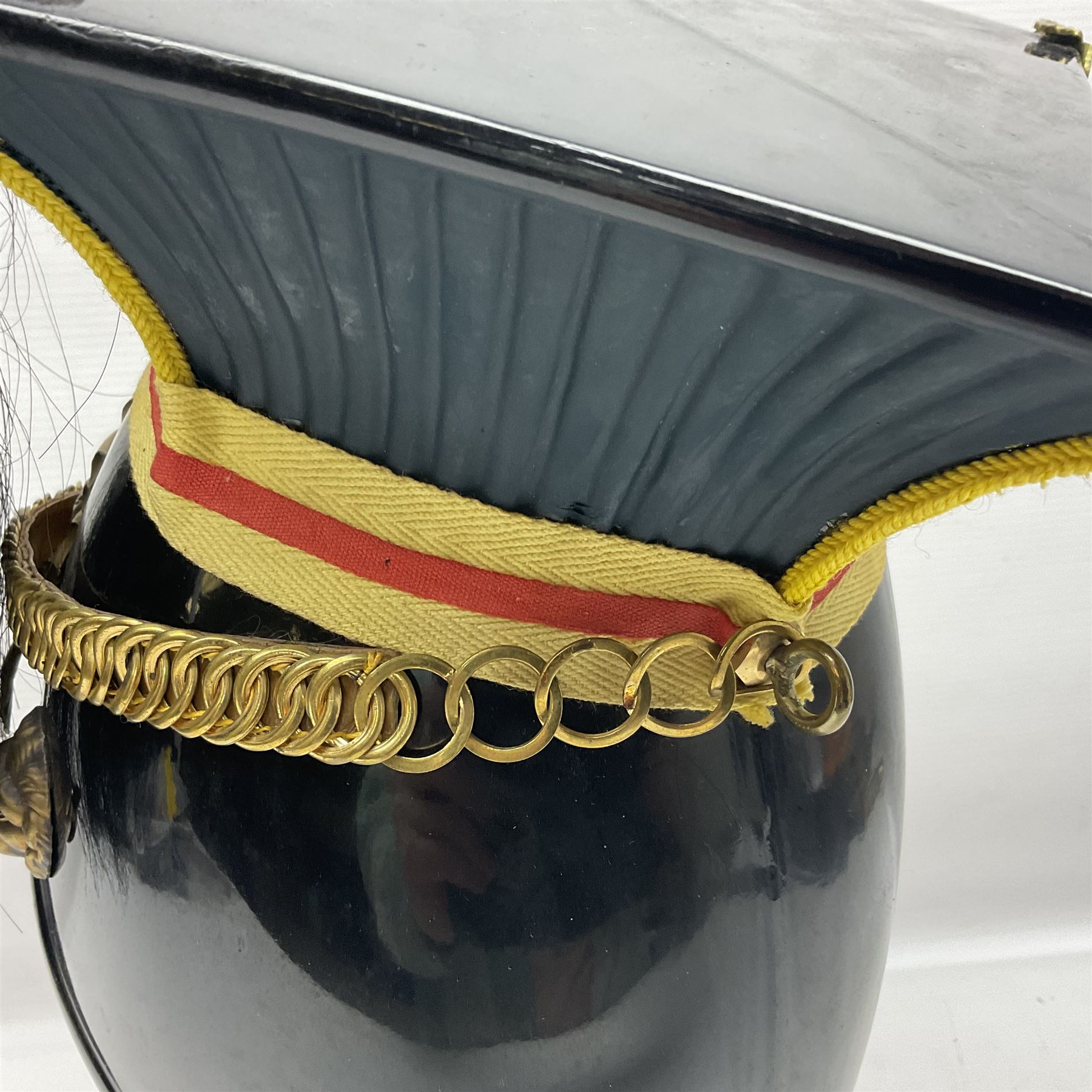 Lancers cap with original 19th century fittings for the 16th Lancers on a modern fibre glass shell with liner
