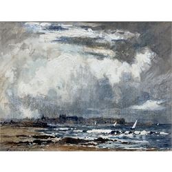 Robert Leslie Howey (British 1900-1981): 'View From Seaton Carew Beach', mixed media signed, titled verso 17cm x 22cm
