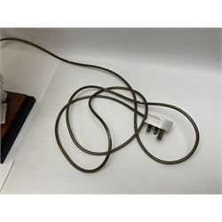 Two Giuseppe Armani figural lamps, the first modelled as an owl perched upon a book, the second modelled as a pair of owls perched upon blackberry branch, each with damask fabric tassel shades, tallest H76cm