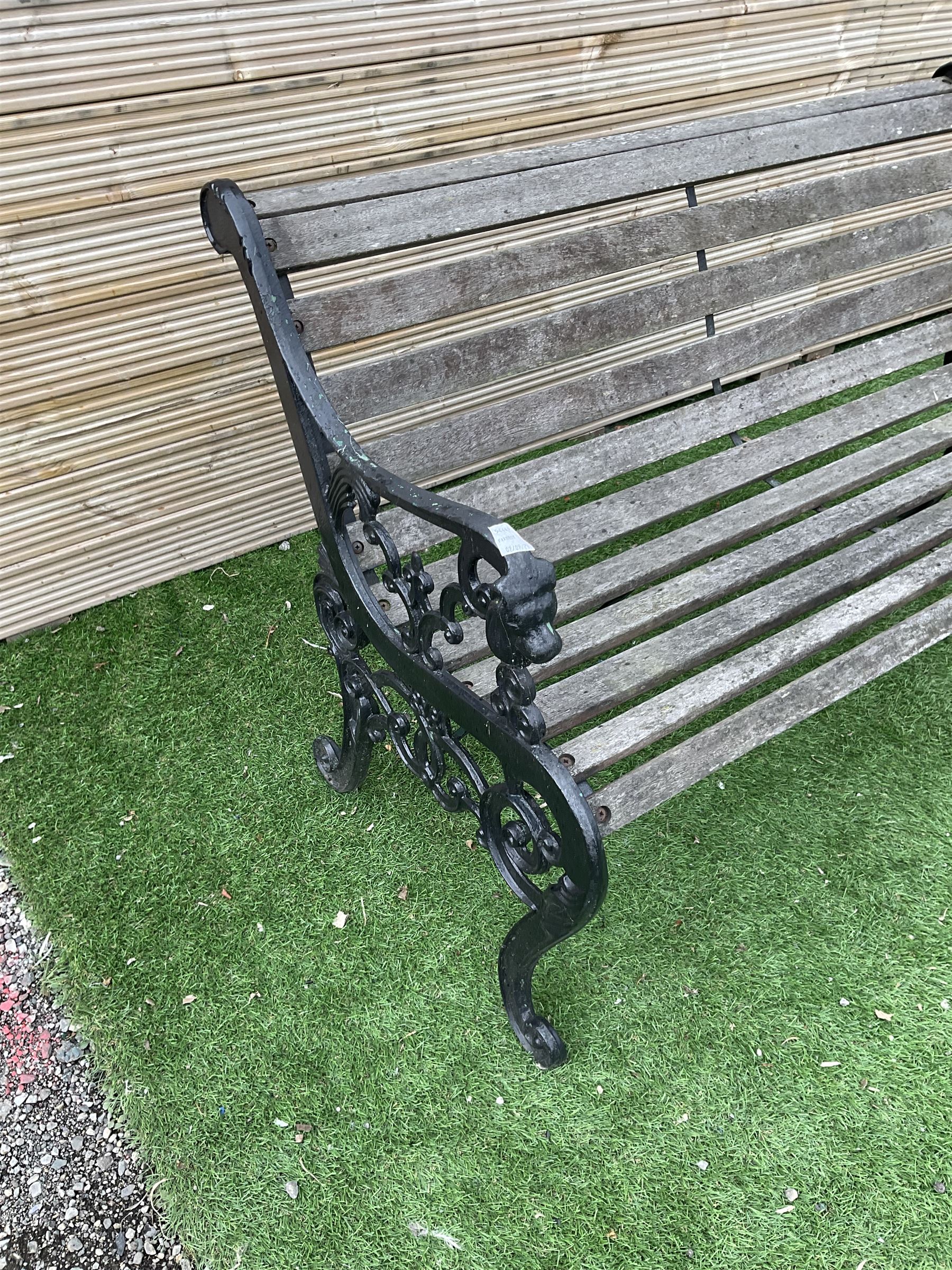 Cast metal and wood slatted garden bench - THIS LOT IS TO BE COLLECTED BY APPOINTMENT FROM DUGGLEBY STORAGE, GREAT HILL, EASTFIELD, SCARBOROUGH, YO11 3TX