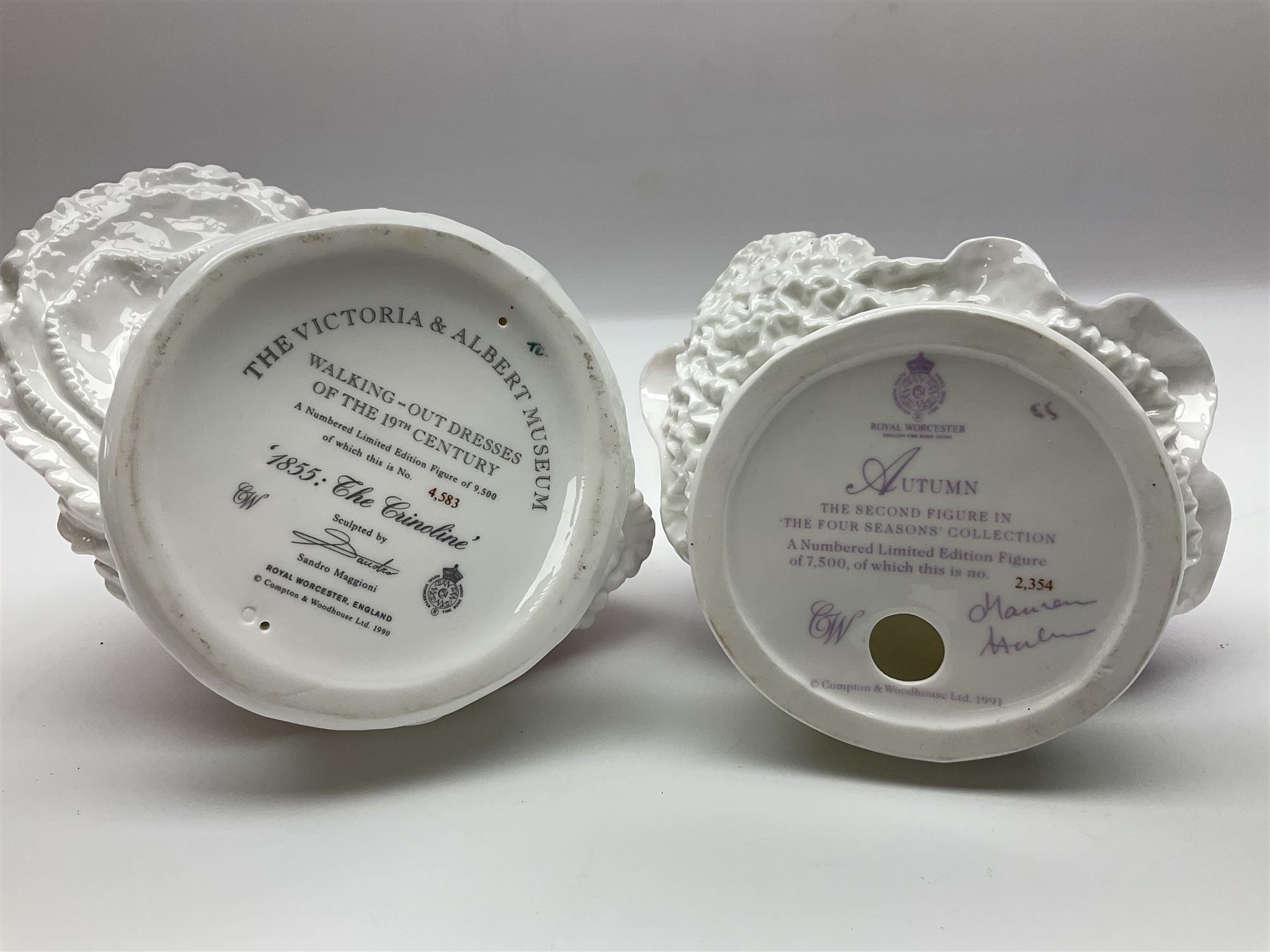 Three Coalport figures, comprising Eugenie, Lillie Langtry and Laura, together with seven other similar figures