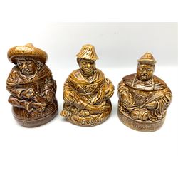 Three Sadler caddies, modelled as figures, in one box 