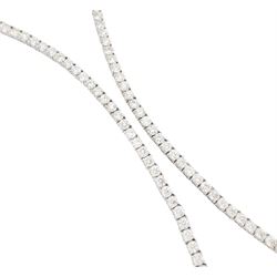 18ct white gold round brilliant cut diamond necklace, stamped, total diamond weight approx 17.60 carat