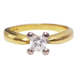 18ct gold single stone round brilliant cut diamond ring, stamped 750, diamond approx 0.35 carat