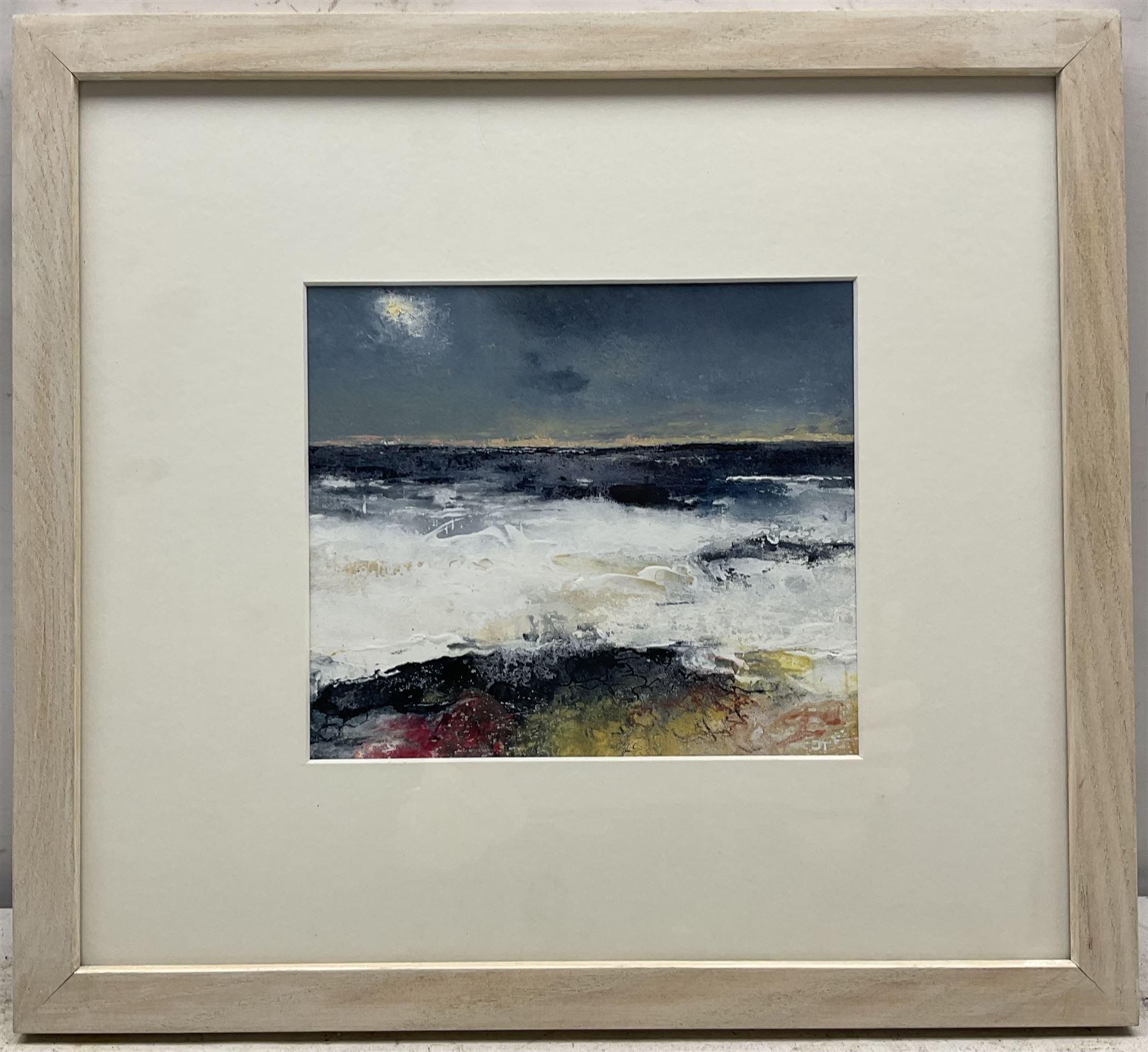 John Thornton (Northern British 1944-): 'Dusk - Yorkshire Coast', mixed media signed with initials, titled verso 15cm x 17.5cm