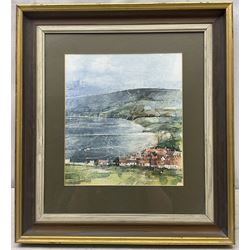 Tom Harland (Yorkshire 1945-2012): View Across Robin Hood’s Bay, watercolour with scratching out 26cm x 23cm