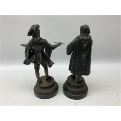 Pair of spelter classical figures, depicting two male artists, H32cm 