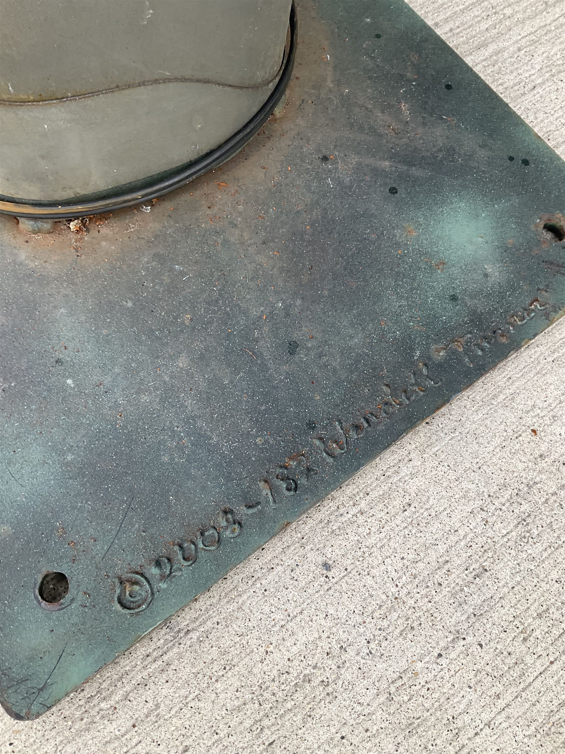 Designer Palms - shaped metal full size palm tree, double curved trunk with large metal fronds and pair of coconut lights, on rectangular base - THIS LOT IS TO BE COLLECTED BY APPOINTMENT FROM DUGGLEBY STORAGE, GREAT HILL, EASTFIELD, SCARBOROUGH, YO11 3TX