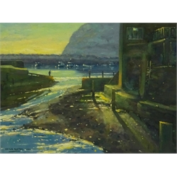 Chris Slater (British Contemporary): 'Early Morning Staithes', oil on board signed and dated '04, titled verso 29cm x 39cm
Provenance: exh. Royal Society Marine Artists at the Mall Galleries, London, labelled verso

