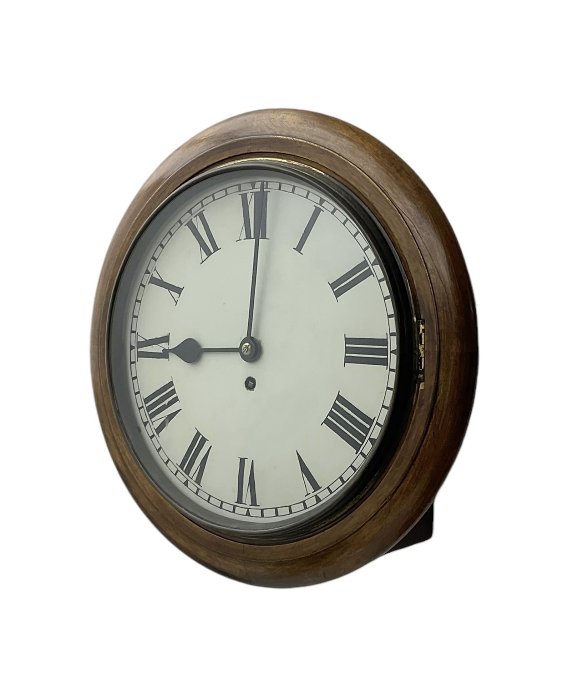 English - Early 20th century 8-day oak cased wall clock c1920, with a spun bezel and 12