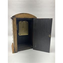 Walker and Hall silver plated tea set, comprising coffee pot, teapot, milk jug and sucrier, together with silver plated tray and a wooden clock with barley twist decoration, clock H28cm