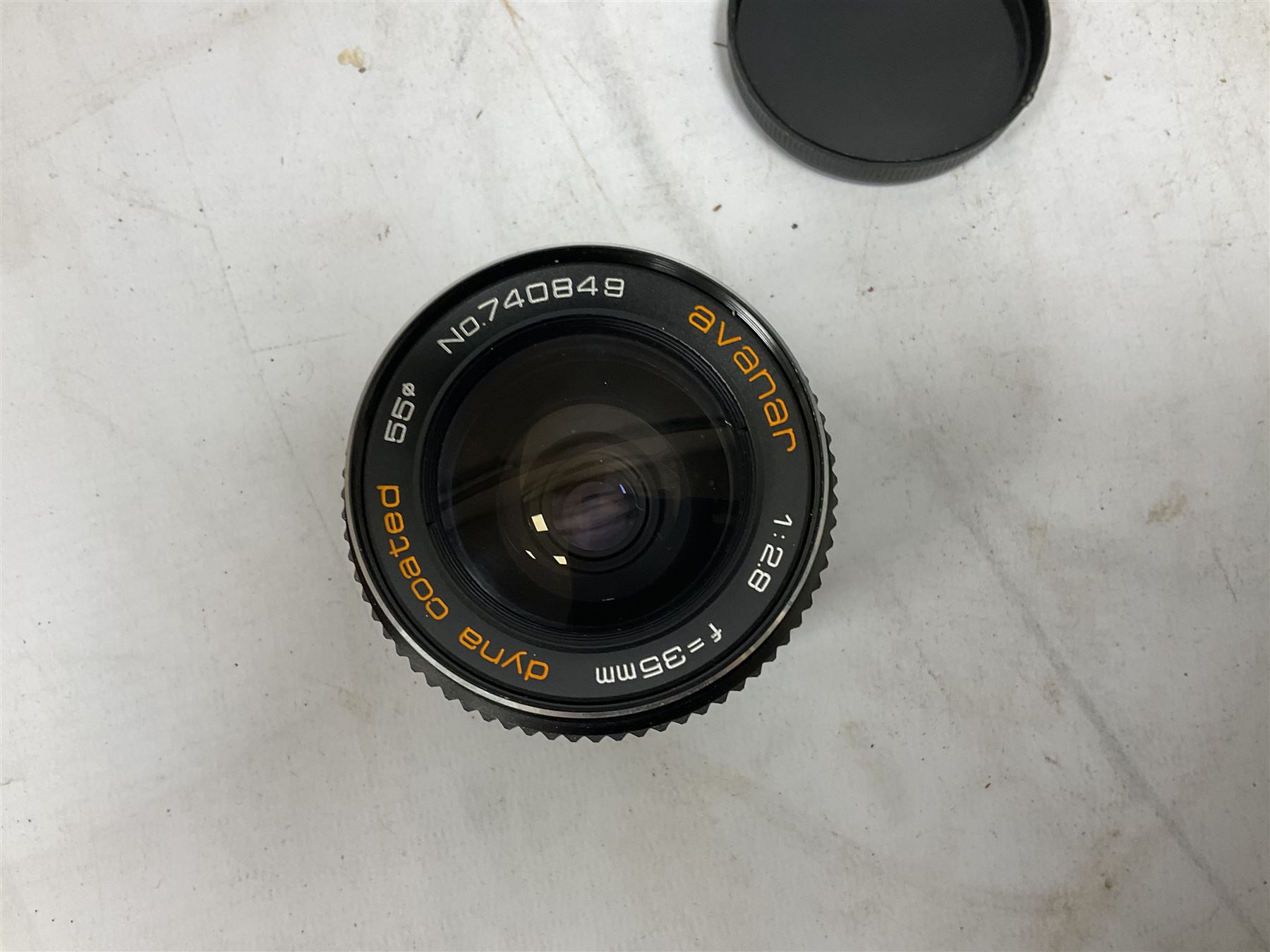 Quantity of cameras and accessories to include Olympus Trip 35, Minolta A f-EII 35mm, Yashica Auto Focus camera, Hanimex 35mm af camera in case, Kodak No.2A Folding Pocket Brownie camera in case, Minolta VLT-501 lens, etc