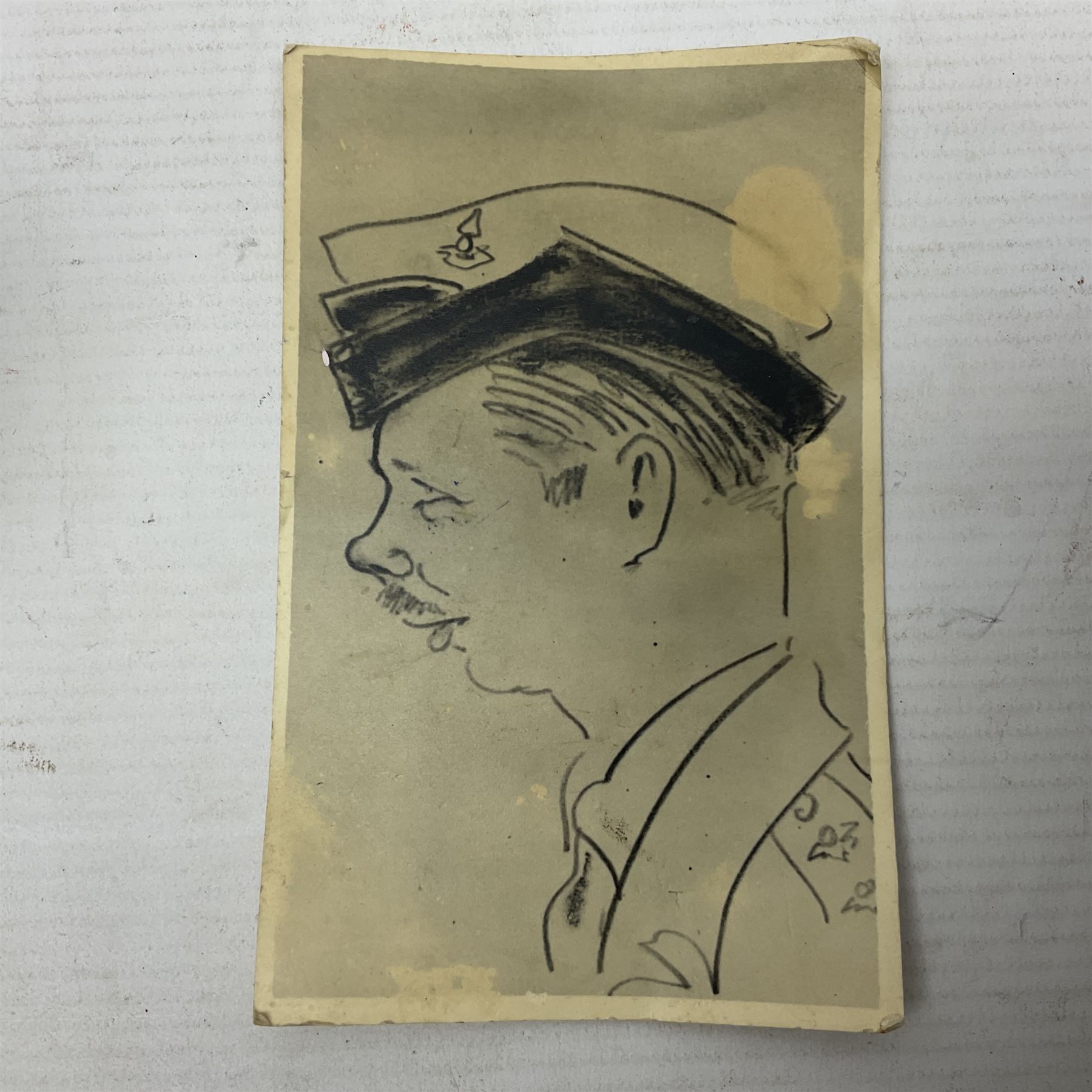 19th century Watkins combined clinometer and compass, patent 217, by J. Hicks Maker 8 Hatton Garden London No.5829, of drum shaped form in lacquered brass case D7cm; both instrument and case bear the name of former owner Thomas S.N. Hardinge; with early 20th century postcard caricature of a serviceman (2)