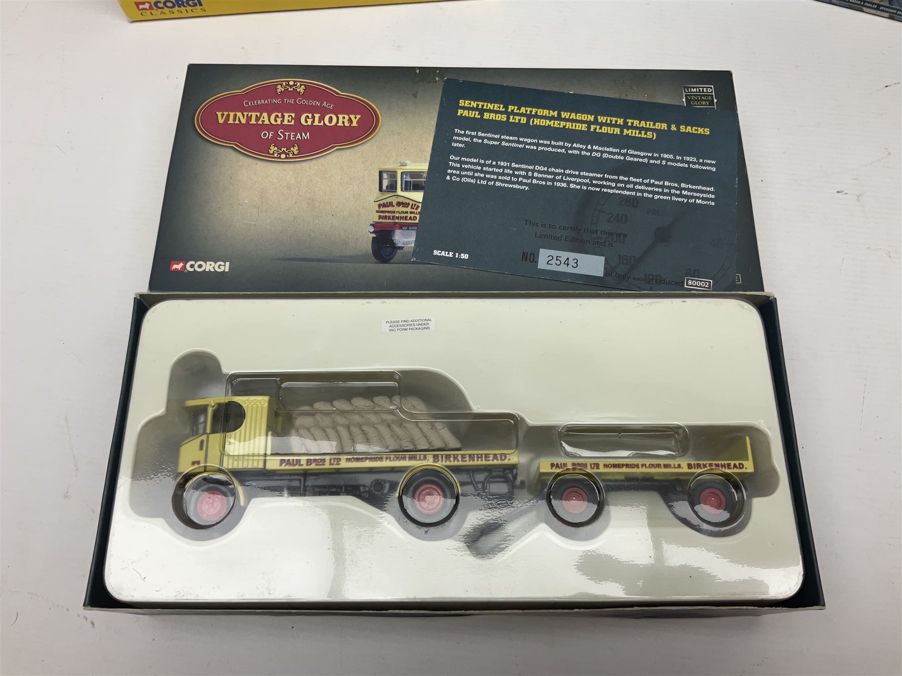 Eight Corgi die-cast models - four limited edition Vintage Glory of Steam Nos.80002, 80005, 80201 & 80205; all boxed with certificates; Classics Showman's Range No.27602; Dibnah's Choice No.CC20202; Road Transport heritage No.CC13306; and Premium limited edition Brewery No.11801; all boxed (8)