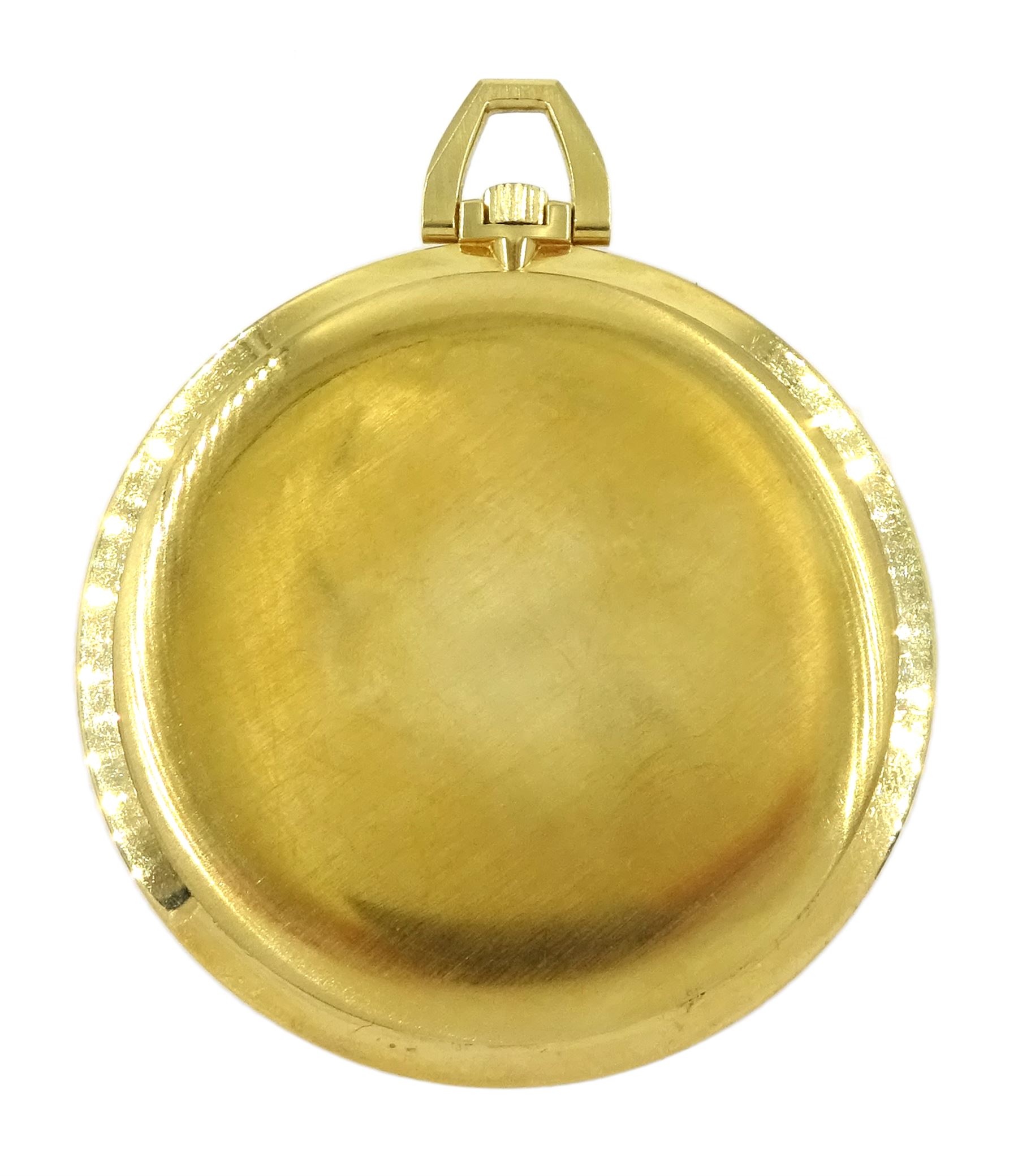 Omega De Ville 18ct gold keyless lever pocket watch, Cal. 601, serial No 28796312, silvered dial with baton hour markers, stamped 18K with Helvetia hallmark