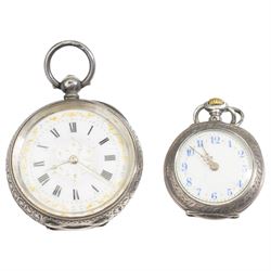 Two early 20th century gold-plated lever pocket watches including H. Stone, Leeds and Elgin and two silver fob watches