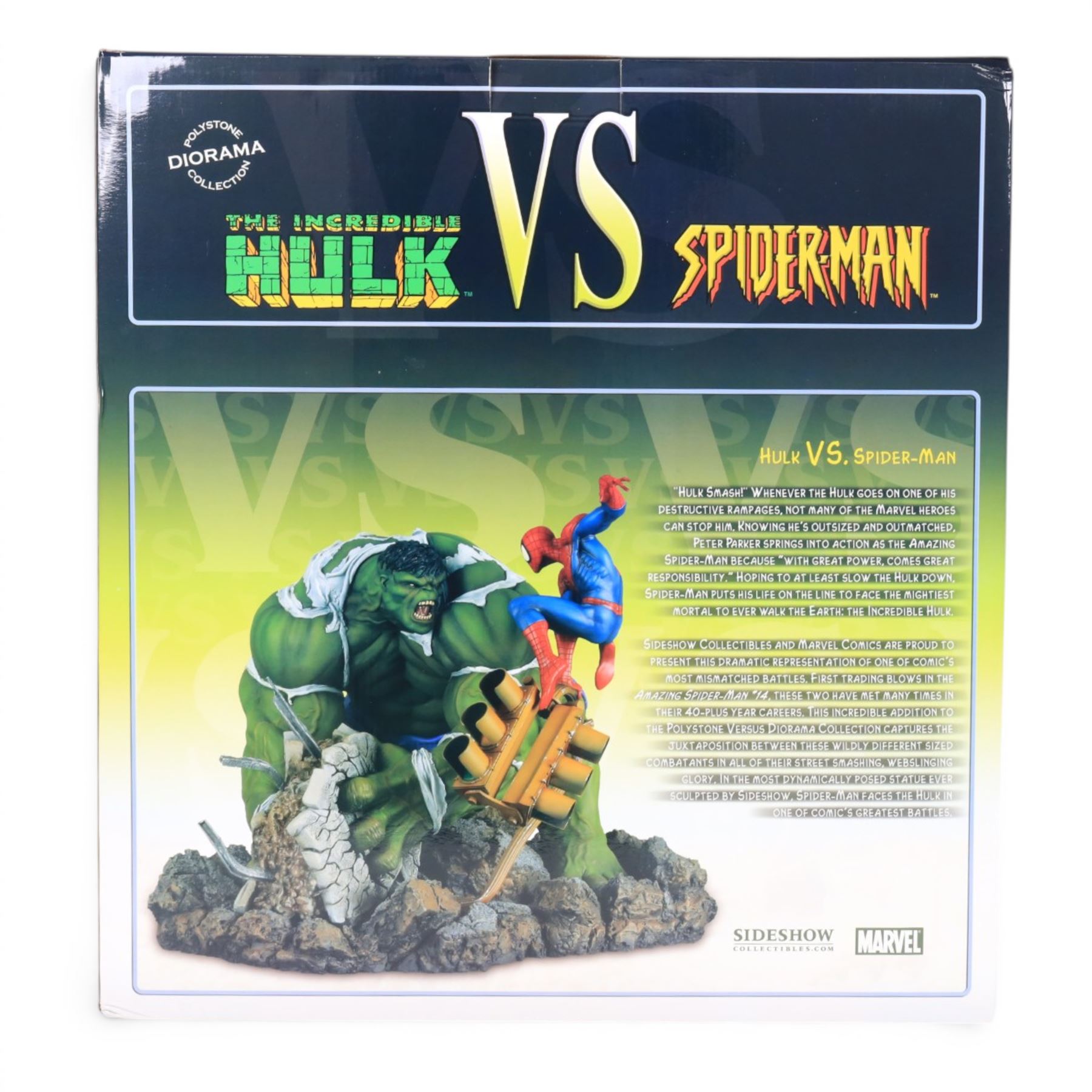 Sideshow Collectibles limited edition Hulk vs Spiderman Diorama, boxed