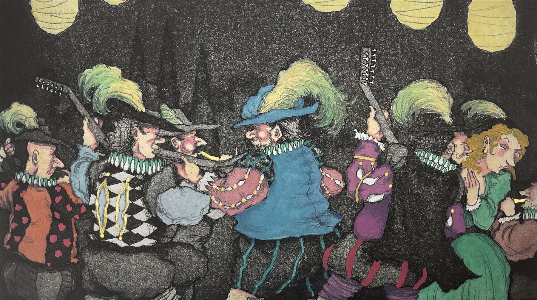 Mychael Barratt (Canadian 1961-): 'If Music be the Food of Love Play On', limited edition etching with hand-colouring signed titled and numbered 37/100, 16cm x 29cm