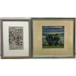 Eastern European School (Late 20th century): 'Veliko Tarnovo' Bulgaria, pencil and watercolour en grisailles signed in Cyrillic titled and dated 2003, 23cm x 14cm; Landscape with Trees, watercolour indistinctly signed titled and dated 1972, 23cm x 23cm (2)