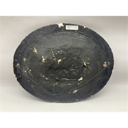Justin Mathieu; oval high relief plaque depicting a battle scene, within frame H36cm