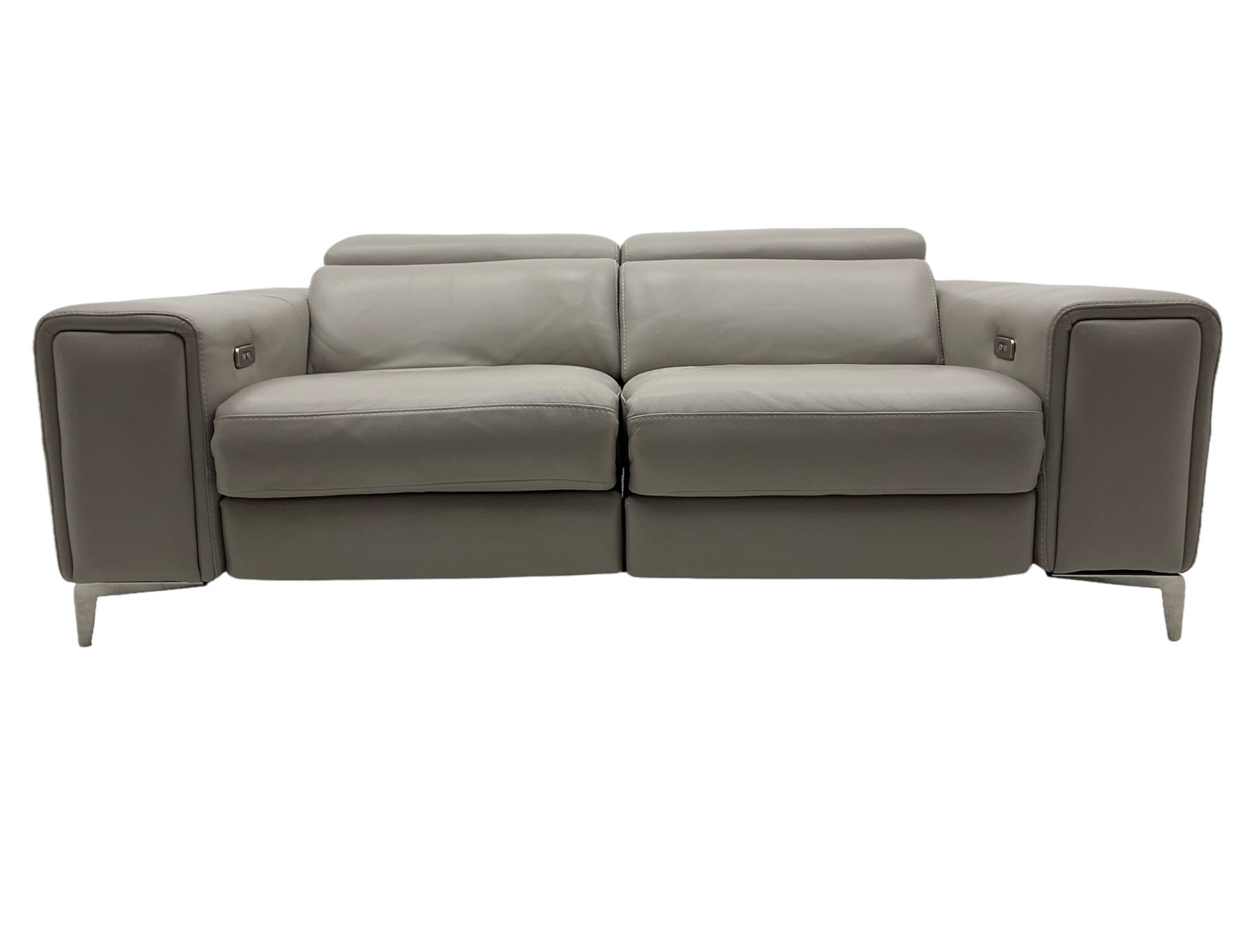 Franco Ferri Italia Carter power reclining two seat sofa, upholstered in Tosca grey leather