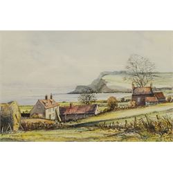 John Freeman (British 1942-): Ravenscar from Raw near Whitby, watercolour and ink signed and dated '80, 12cm x 18cm