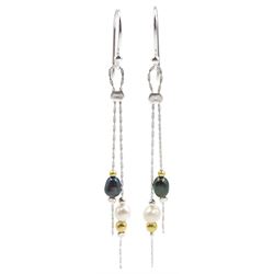 Pair of silver freshwater pearl pendant earrings
