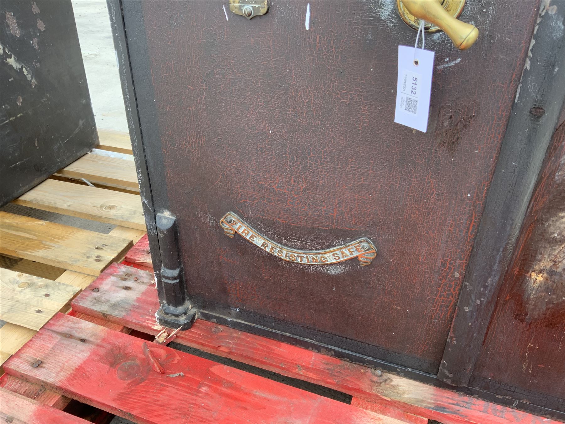 Victorian double cast iron safe by Empire safe Co. of Birmingham, two doors enclosing shelving, no keys - THIS LOT IS TO BE COLLECTED BY APPOINTMENT FROM DUGGLEBY STORAGE, GREAT HILL, EASTFIELD, SCARBOROUGH, YO11 3TX