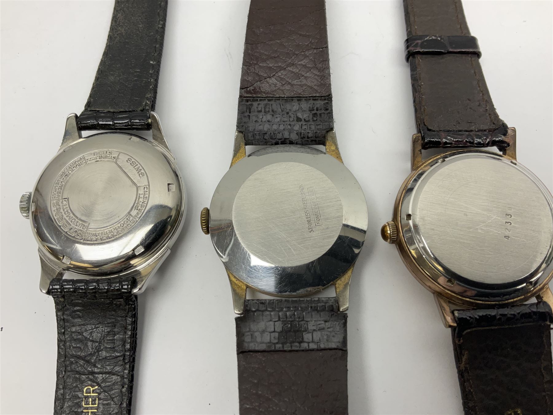Two automatic wristwatches including Gerrard and Baronet and six manual wind wristwatches including Medana Tissot Seastar-Seven, Roamer, Eterna, Bakobe and Eastend Watch (8)