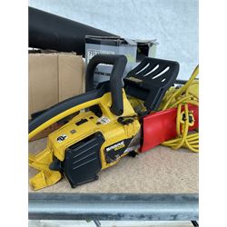 Sabre petrol and challenge YT4334 corded chain saws together with Husqvarna corded hedge trimmer and black and decker leaf blower  - THIS LOT IS TO BE COLLECTED BY APPOINTMENT FROM DUGGLEBY STORAGE, GREAT HILL, EASTFIELD, SCARBOROUGH, YO11 3TX