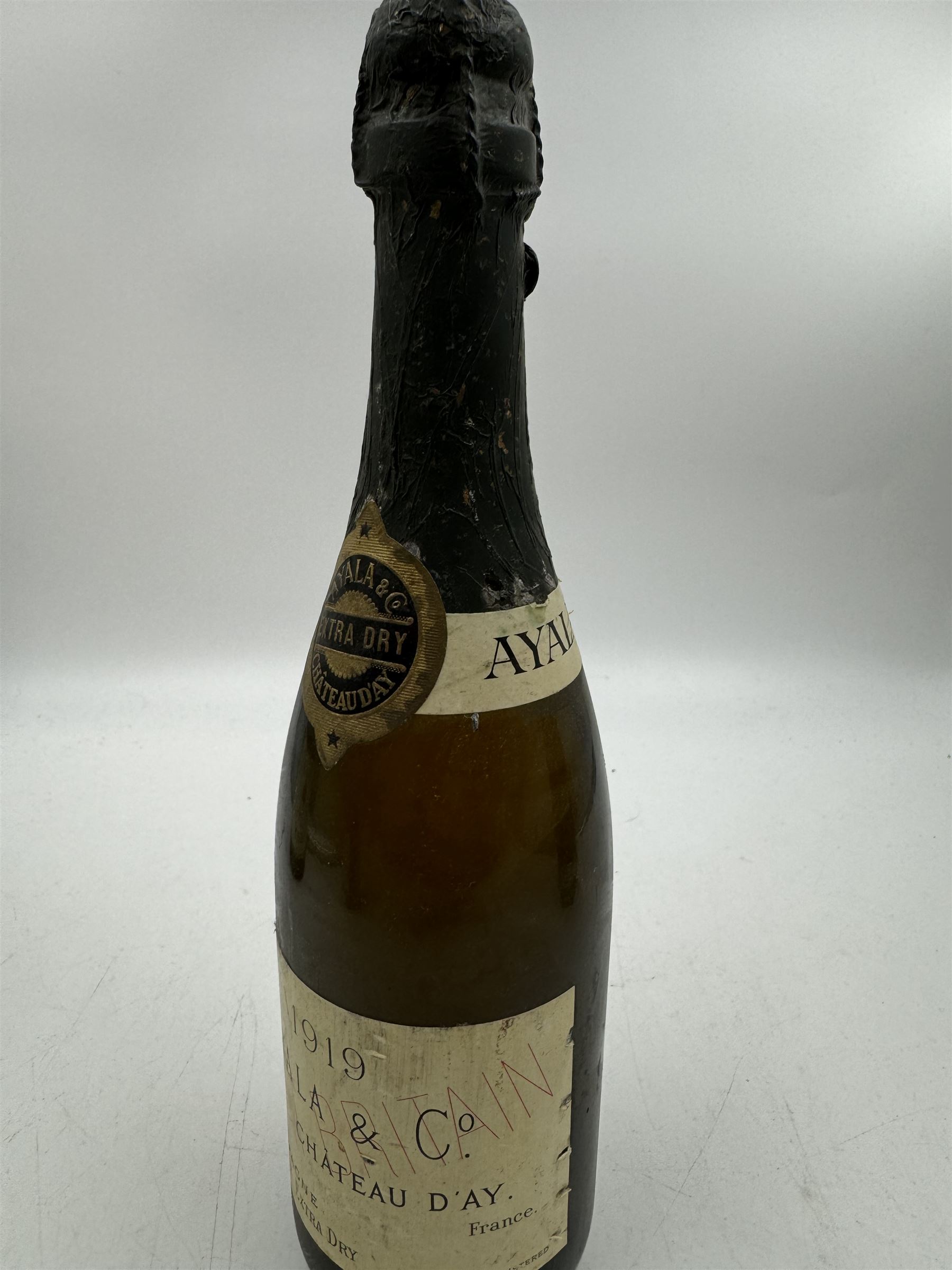 Mixed champagne; Chateau D'ay Ayala & Co 1919, Oudinot a Epernay, Antoine de Clevecy and Lanson Black Label, various contents and proof (4)