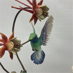 Franklin Mint House of Faberge, four humming bird figure groups, comprising Flight of Fancy, Beauty in Bloom, Splendor in the garden and The Enriched Garden, largest H35cm