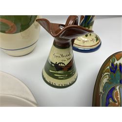  Collection of motto ware to include Torquay examples, together with Gouda vase and dish etc (9)
