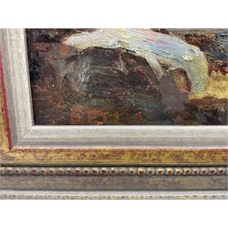 Edwin John Ellis (British 1841-1895): Unloading the Catch by the Quayside, oil on canvas signed 49cm x 74cm