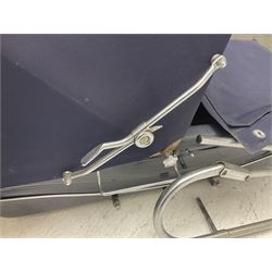 Silver Cross blue pram, with folding canopy and apron