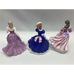 Eight Royal Doulton figures, to include Amy HN3316, Melissa HN3977, Lauren HN3975, Victoria HN4623, Deborah HN3644, etc all with printed marks beneath 