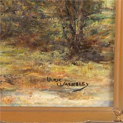 James Ulric Walmsley (British 1860-1954): Sheep Grazing on a Riverside, oil on canvas signed 32cm x 42cm