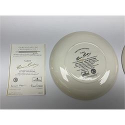 Two Wedgwood limited edition Clarice Cliff Design plates, comprising Poplar and House and Bridge patters, together with six Wedgwood limed edition Suzie Cooper The Art Deco Years, plates, all with certificates of authenticity, D21cm  